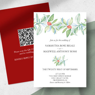 Invitación a la boda de invierno con código QR