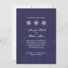 Invitación a la boda de invierno con copos de niev