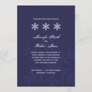 Invitación a la boda de invierno con copos de niev