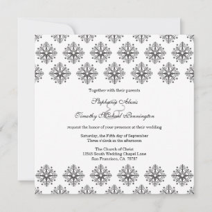 Invitación a la boda de invierno con copos de niev