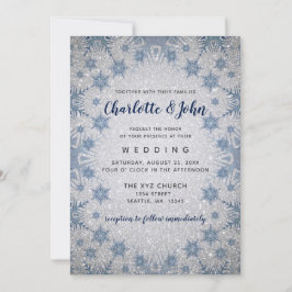 Invitación a la boda de invierno con copos de niev