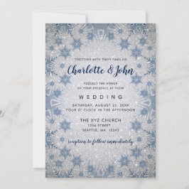 Invitación a la boda de invierno con copos de niev