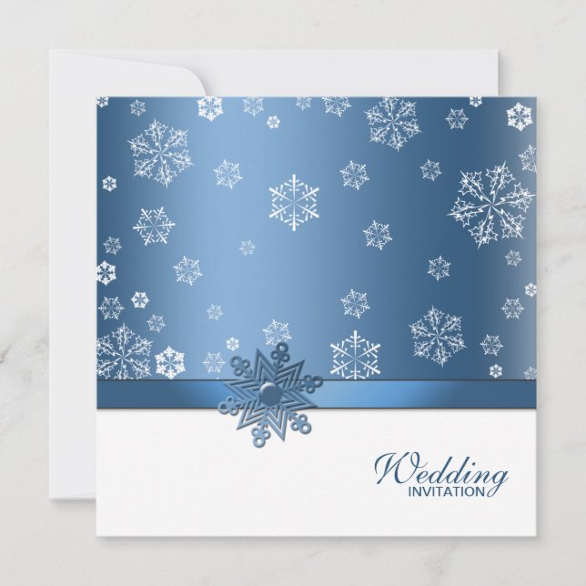 Invitación a la boda de invierno con copos de niev (Anverso)