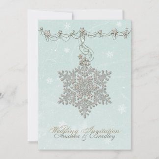 Invitación a la boda de invierno con copos de niev