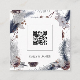 Invitación a la boda de invierno con el código QR 