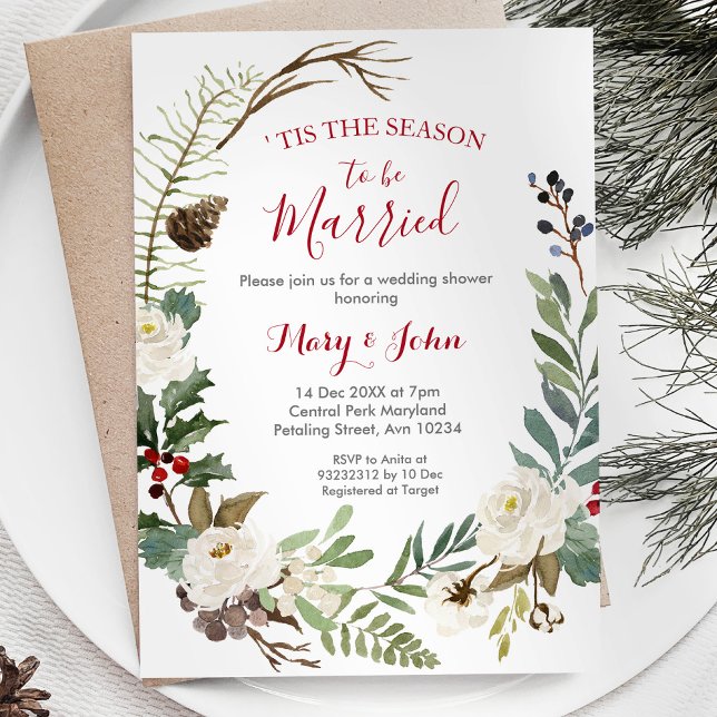 Invitación a la boda de invierno con flores (Subido por el creador)