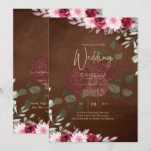 Invitación a la boda de invierno con flores de bor