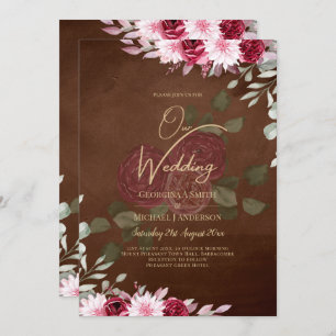Invitación a la boda de invierno con flores de bor