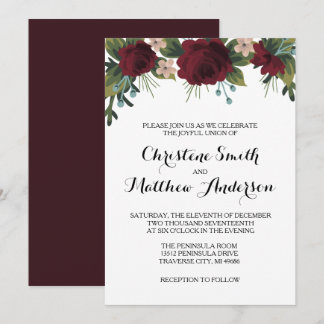 Invitación a la boda de invierno con flores de Mar