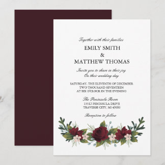 Invitación a la boda de invierno con flores de Mar