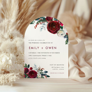 Invitación a la boda de invierno con flores en vac