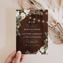 Invitación a la boda de invierno con luces de cuer