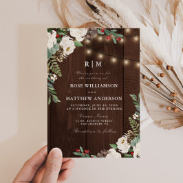 Invitación a la boda de invierno con luces de cuer