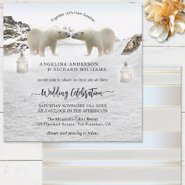 Invitación a la boda de invierno con oso polar