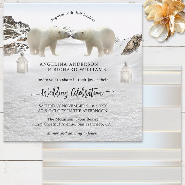 Invitación a la boda de invierno con oso polar (Subido por el creador)