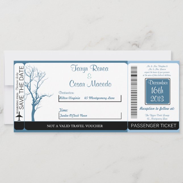 Invitación a la boda de invierno con tarjeta de em (Anverso)