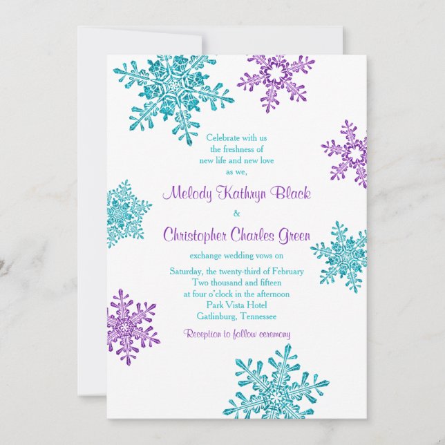 Invitación a la boda de invierno | Copo de nieve t (Anverso)