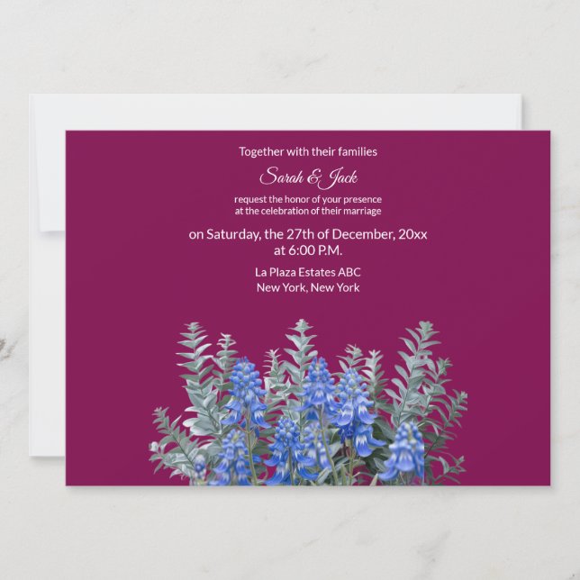 Invitación a la Boda de Invierno de Borgoña con Bl (Anverso)