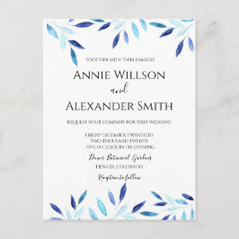 Invitación a la boda de invierno de color azul bot