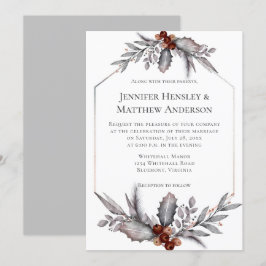 Invitación a la boda de invierno de color plata, g