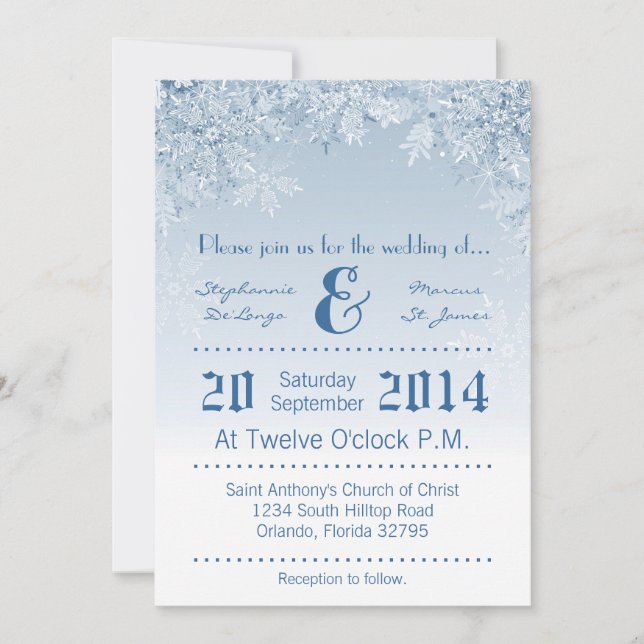 Invitación a la Boda de Invierno de Crystal Snowfl (Anverso)