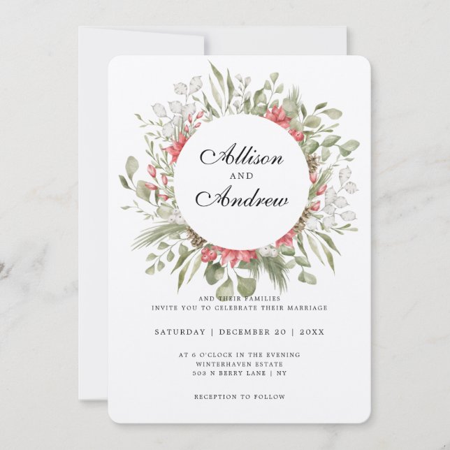 Invitación a la boda de invierno de Foreset Foliag (Anverso)