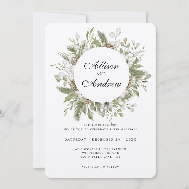 Invitación a la boda de invierno de Foreset Foliag (Anverso)
