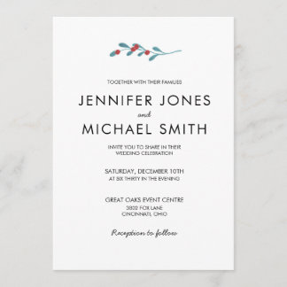 Invitación a la boda de invierno de Holly y Berrie