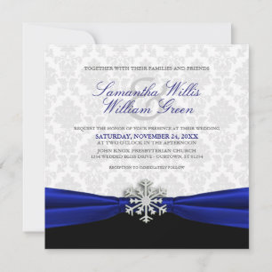 Invitación a la boda de invierno de la cinta azul