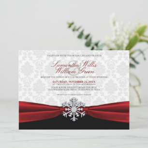Invitación a la boda de invierno de la cinta roja