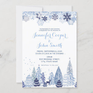 Invitación a la boda de invierno de los copos de n
