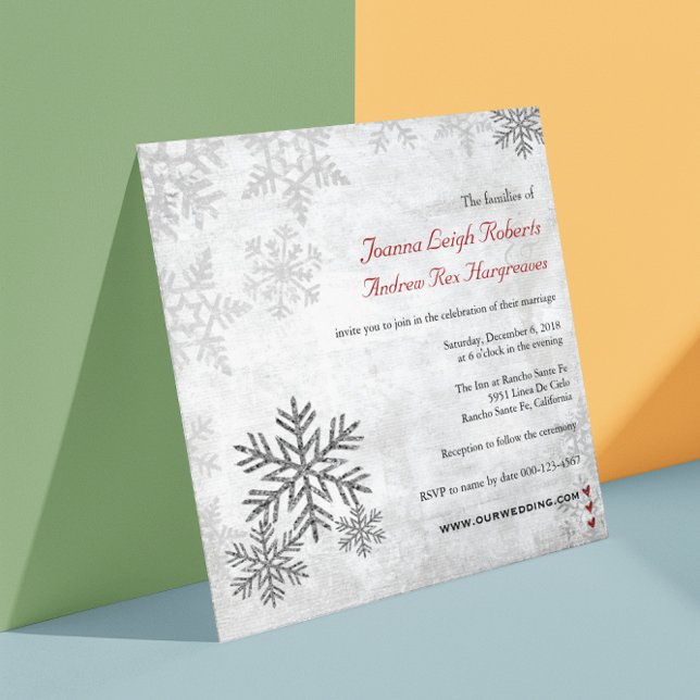 Invitación a la boda de invierno de los copos de n (Subido por el creador)