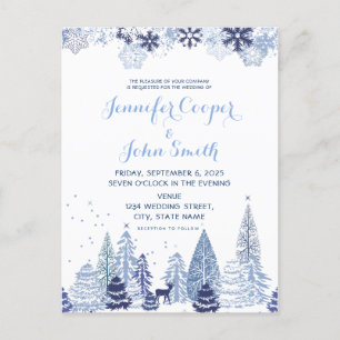 Invitación a la boda de invierno de los copos de n