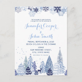 Invitación a la boda de invierno de los copos de n