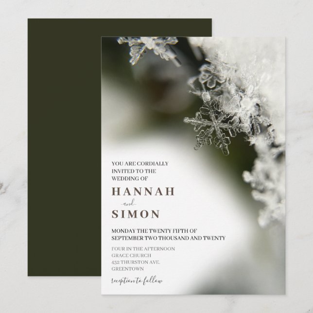 Invitación a la boda de invierno de Navidades de n (Anverso / Reverso)