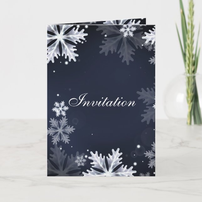 Invitación a la boda de invierno de Navy Blue con  (Anverso)
