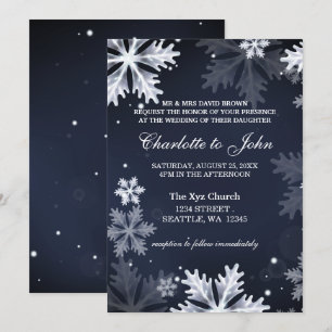 Invitación a la boda de invierno de Navy Blue con