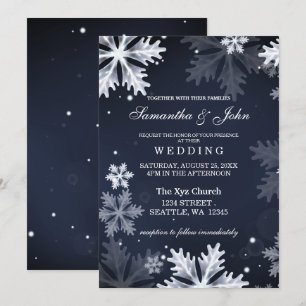 Invitación a la boda de invierno de Navy Blue con