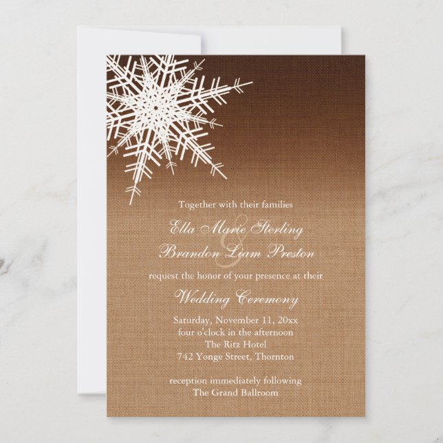 Invitación a la boda de invierno de Ombre (Anverso)