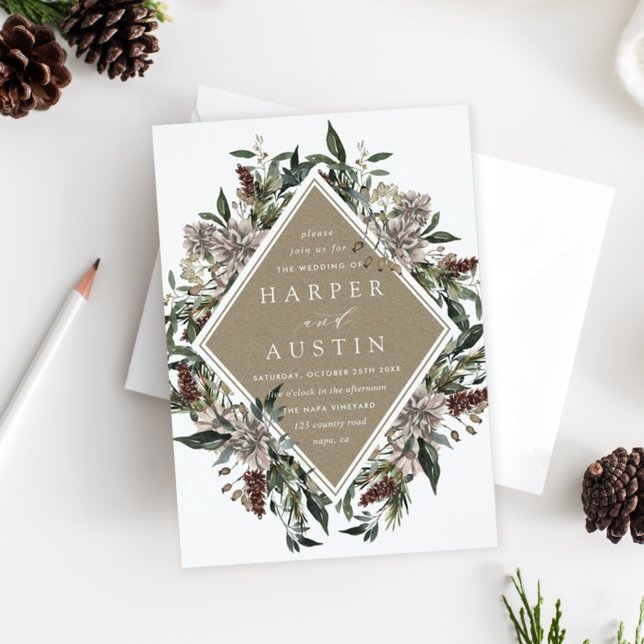 Invitación a la boda de invierno de otoño floral r (Subido por el creador)