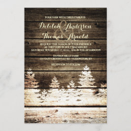Invitación a la boda de invierno de pinos de mader