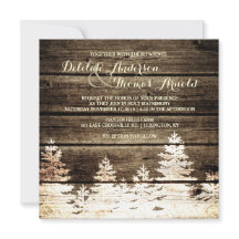 Invitación a la boda de invierno de pinos de mader