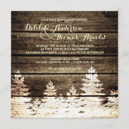 Invitación a la boda de invierno de pinos de mader