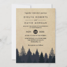 Invitación a la boda de invierno de Pinos Rústicos