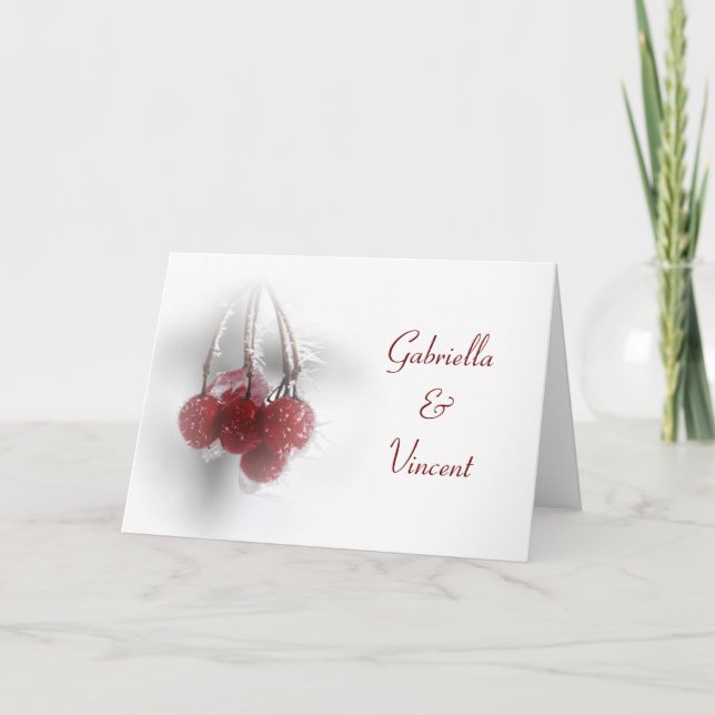 Invitación a la boda de invierno de Red Frosty Ber (Anverso)