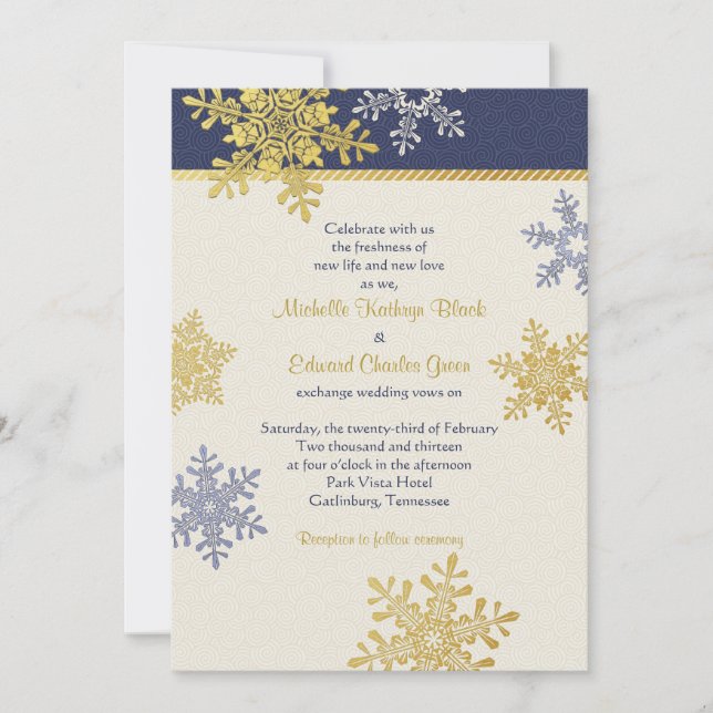 Invitación a la Boda de Invierno del Copo de Nieve (Anverso)