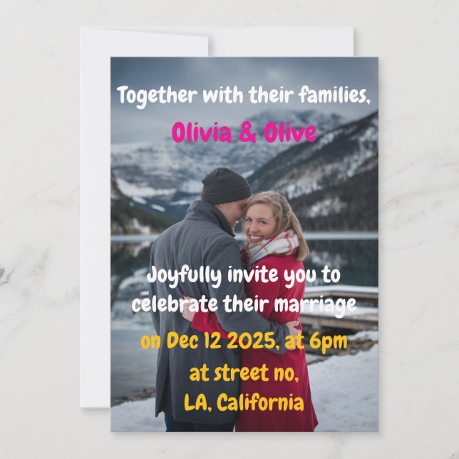 Invitación a la boda de invierno en el país de las (Anverso)