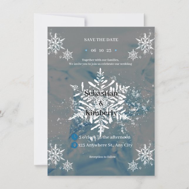 Invitación a la boda de invierno en negro (Anverso)