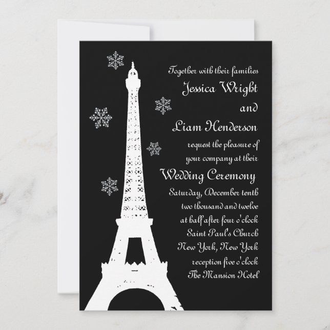 Invitación a la boda de invierno en París (Anverso)