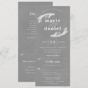 Invitación a la boda de invierno gris con rsvp adj